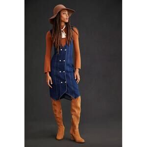 NWT Anthropologie Pilcro Denim Vest Mini Dress Size 4 Dark Denim Button Front